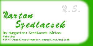 marton szedlacsek business card